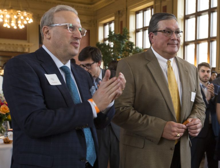 Bob Skandalaris (right) at the 2018 Skandy Awards in Holmes Lounge.